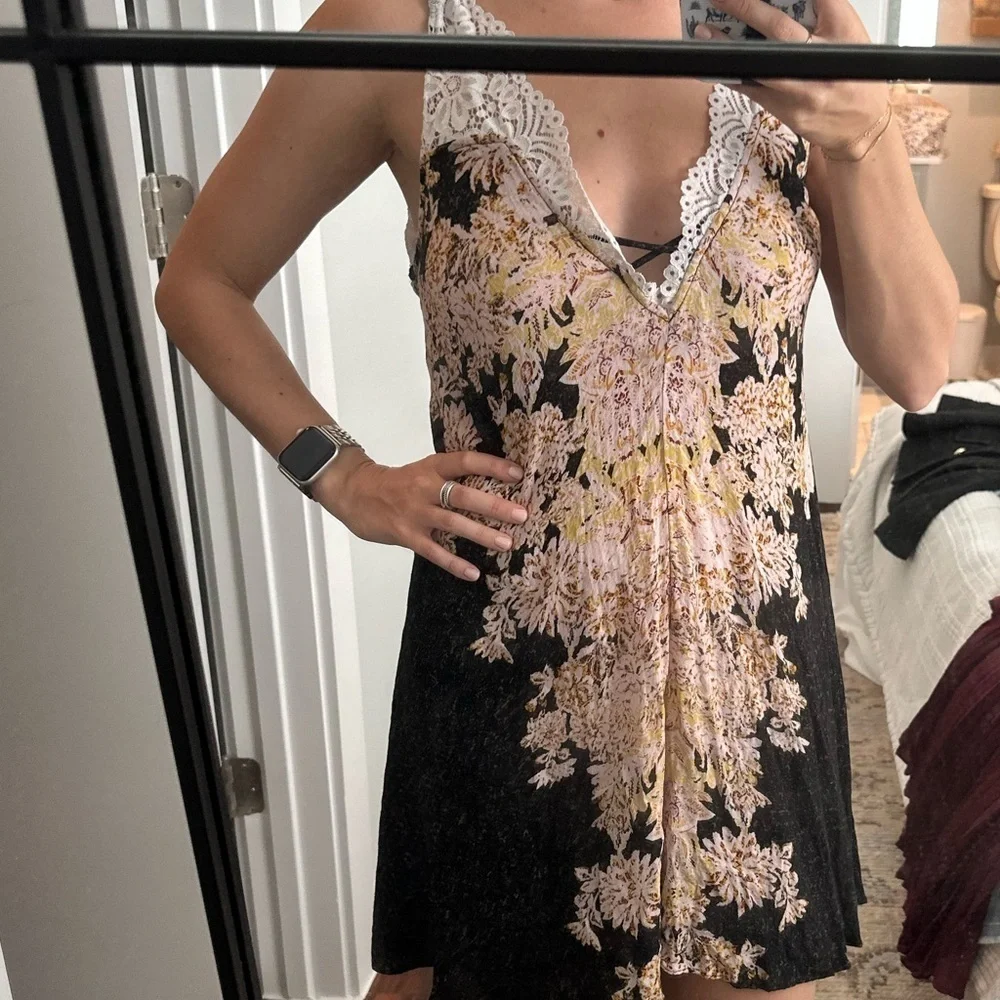Free People intimately slip dress with lace and tie detail